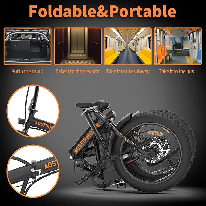 AOSTIRMOTOR Fat Tire Folding Electric Bike A20