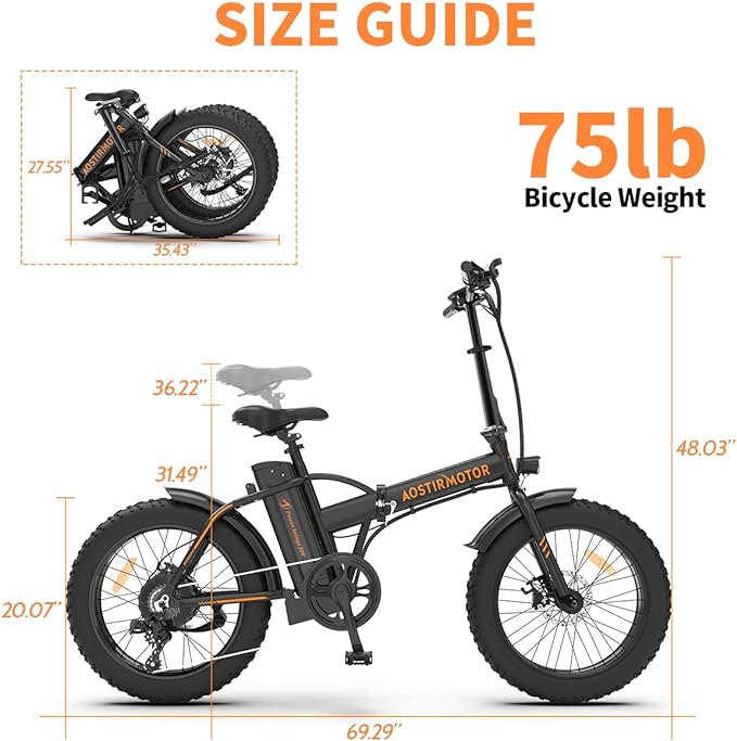 AOSTIRMOTOR Fat Tire Folding Electric Bike A20