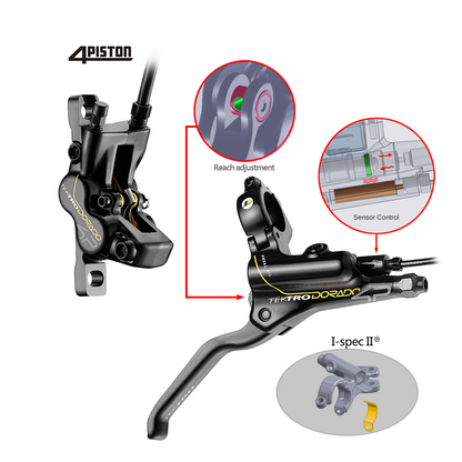 TEKTRO 4 Pistons Hydraulic Brake Set with 203MM Disc Brake Rotor